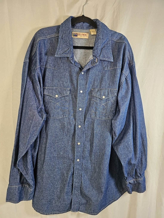 Big Mac Other - Big Mac Pearl Snap Denim Shirt Mens 4XL Cowboy Work Wear VTG USA Made 1993